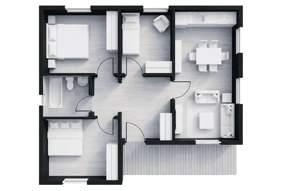 HCE-080 | 80m² Hafif Çelik Prefabrik Ev