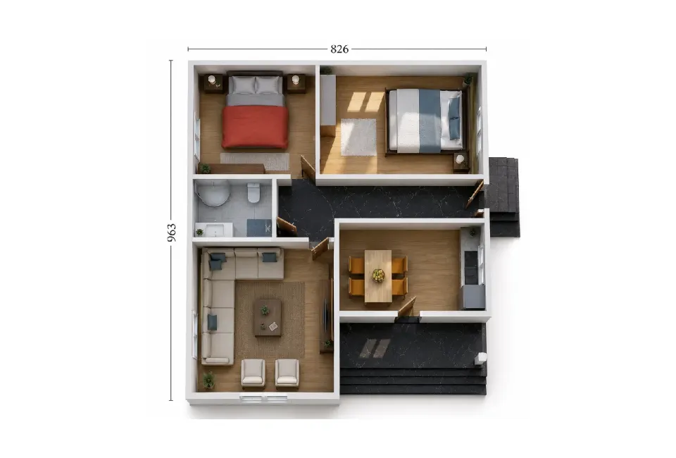PE010 - 2+1 74 m² Prefabrik Ev
