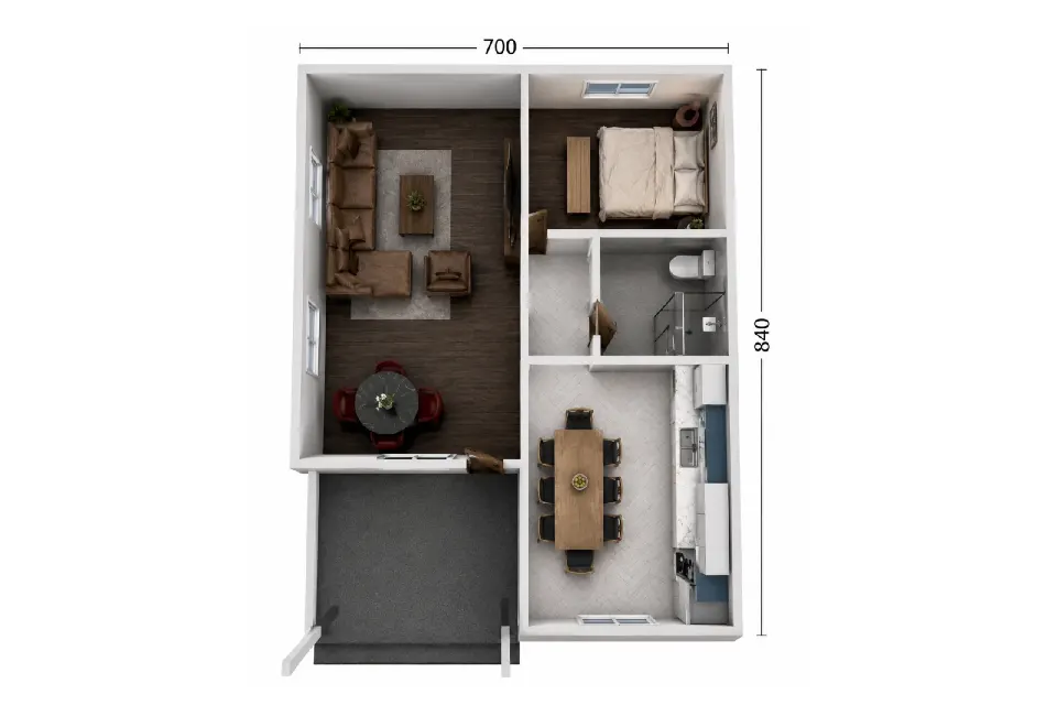 PE006 - 1+1 59 m² Prefabrik Ev