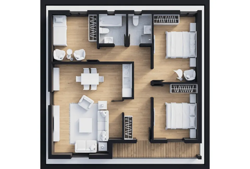 HCE-105 | 105m² Hafif Çelik Prefabrik Ev